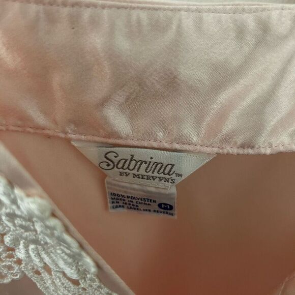 Vintage Sabrina by Mervyn’s Light Pink Satin Slip Dress Size M Wendy Lace - Picture 8 of 13